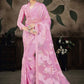 Classic Brasso Organza Pink Print Saree