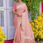 Classic Linen Tissue Pink Woven Saree