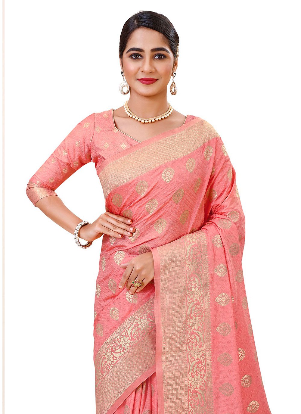 Contemporary Silk Pink Weaving Saree