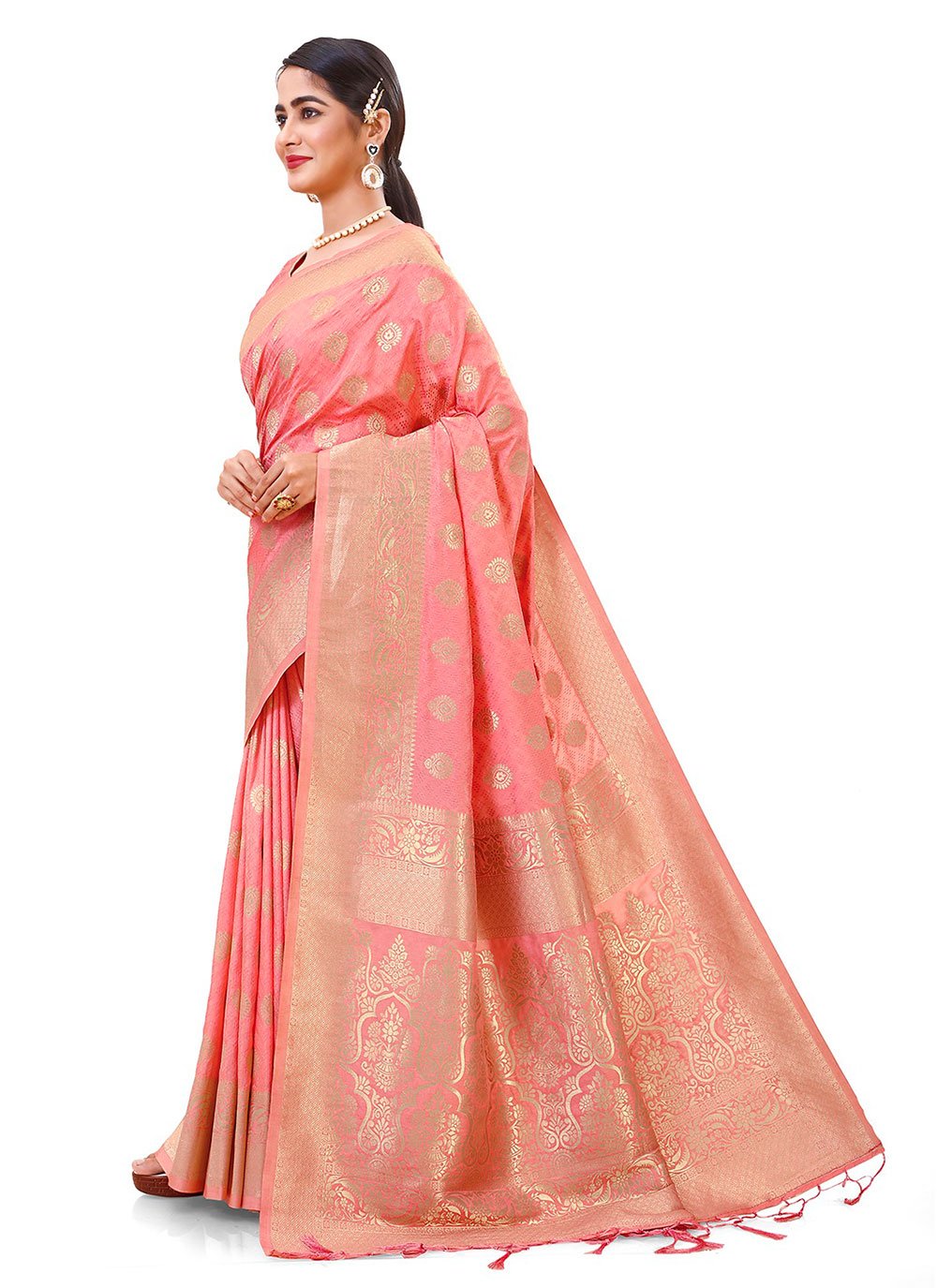 Contemporary Silk Pink Weaving Saree