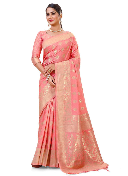 Contemporary Silk Pink Weaving Saree