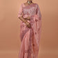 Designer Satin Pink Embroidered Saree