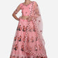 A Line Lehenga Net Pink Embroidered Lehenga Choli