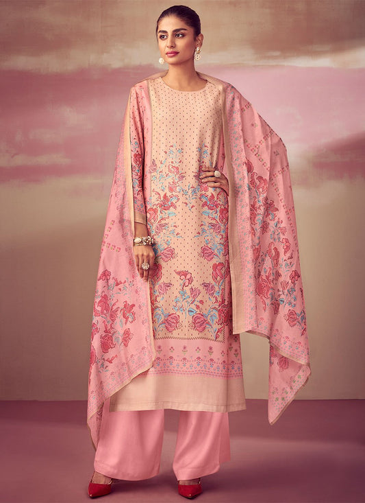 Palazzo Salwar Suit Pashmina Pink Digital Print Salwar Kameez