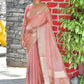 Trendy Saree Linen Tissue Pink Woven Saree