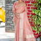 Trendy Saree Linen Tissue Pink Woven Saree