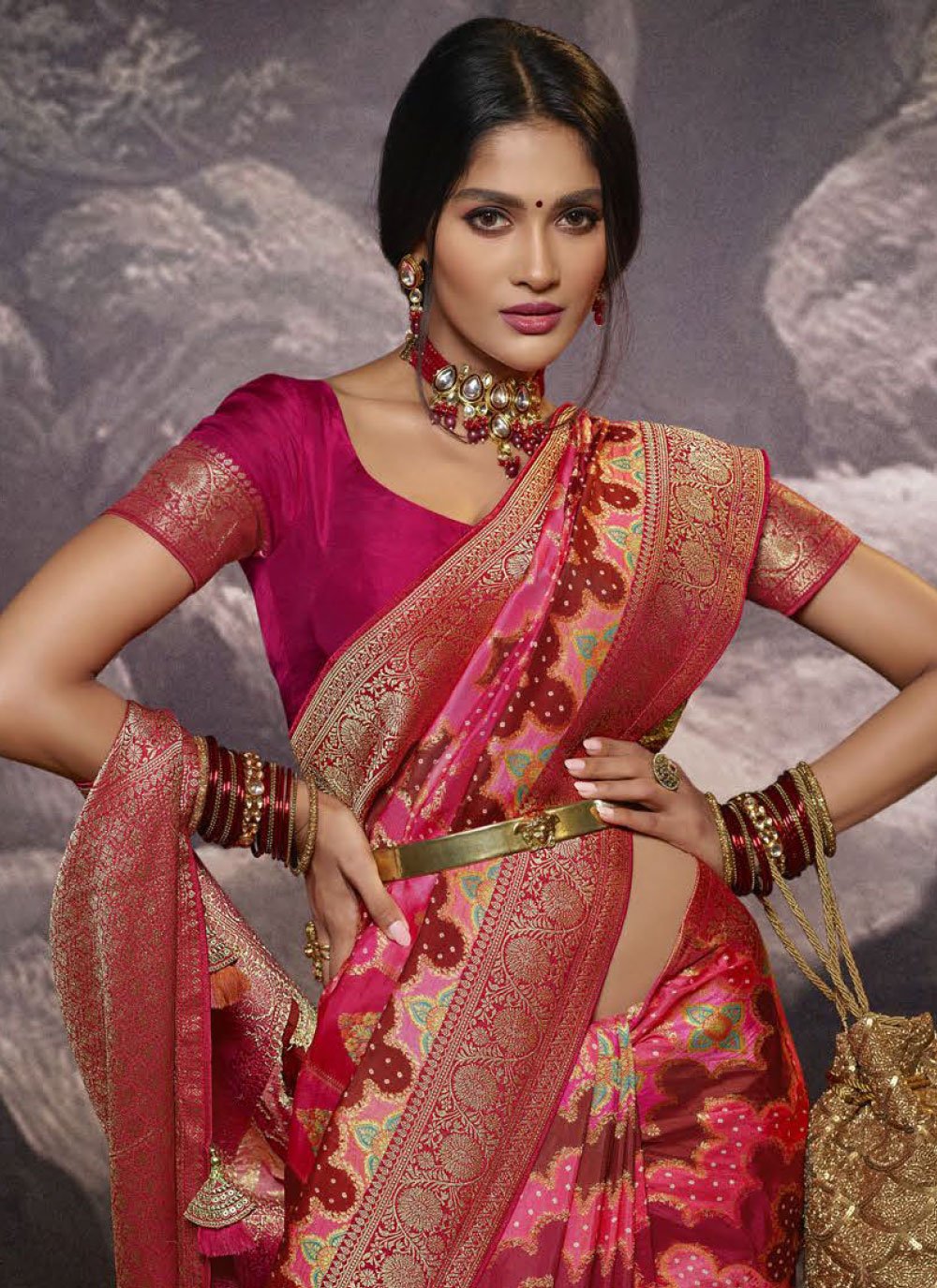 Designer Viscose Pink Weaving Saree