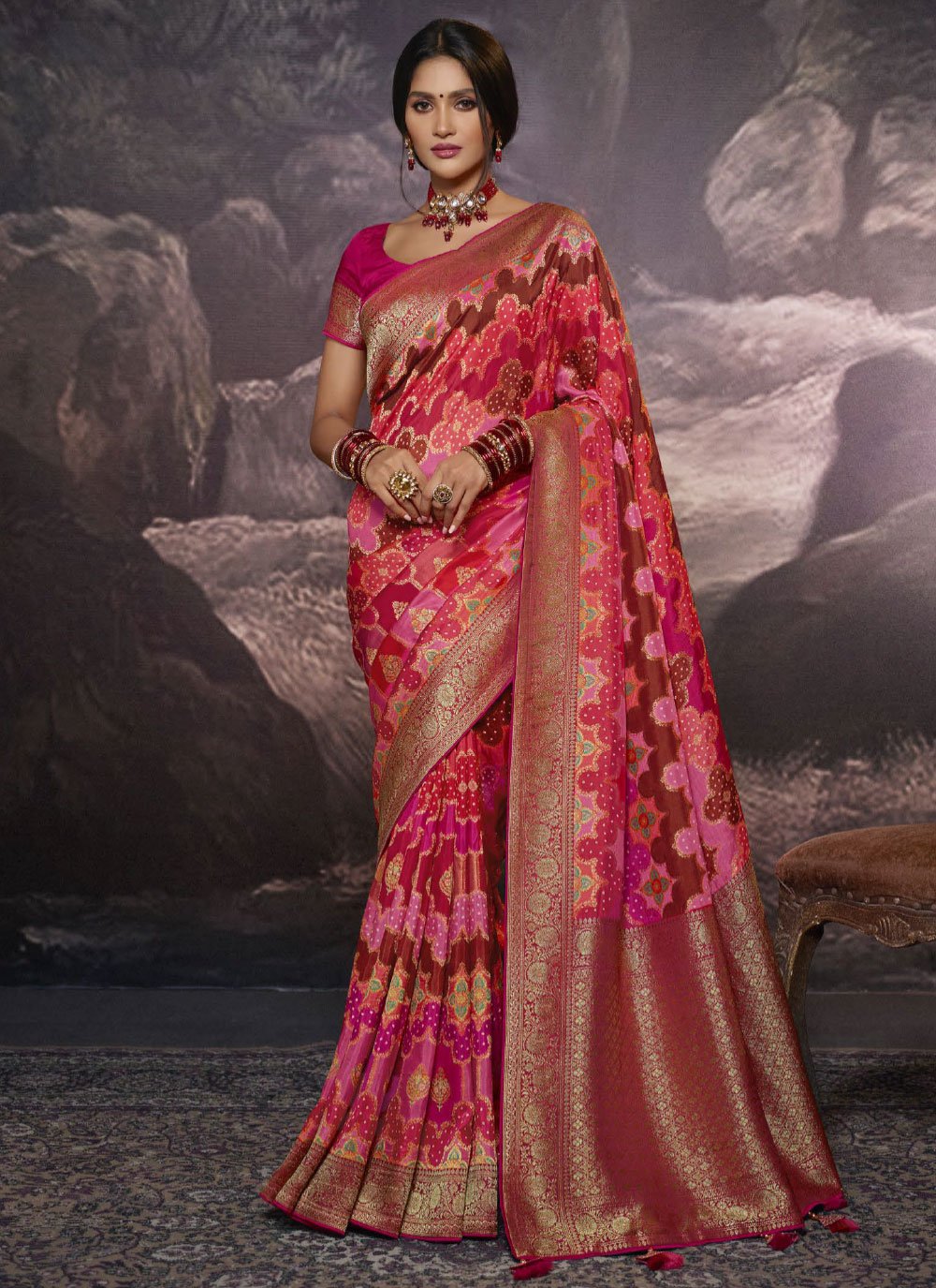 Designer Viscose Pink Weaving Saree