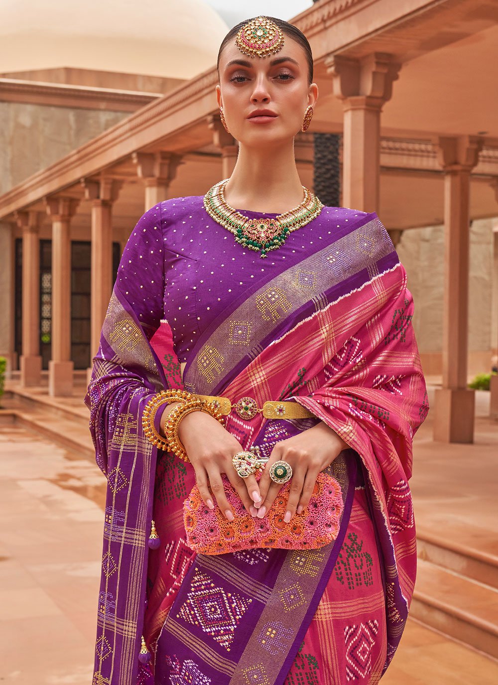 Classic Patola Silk Pink Weaving Saree