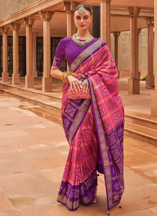 Classic Patola Silk Pink Weaving Saree