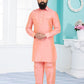 Kurta Pyjama Dupion Silk Pink Plain Mens