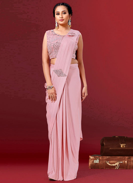 Classic Imported Pink Plain Saree