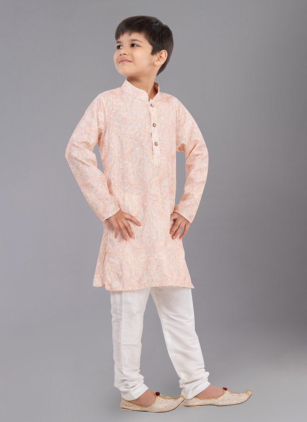 Kurta Pyjama Polyester Pink Digital Print Kids