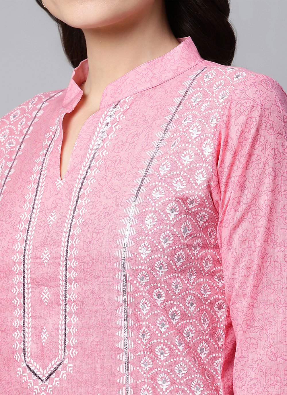 Pant Style Suit Cotton Pink Print Salwar Kameez