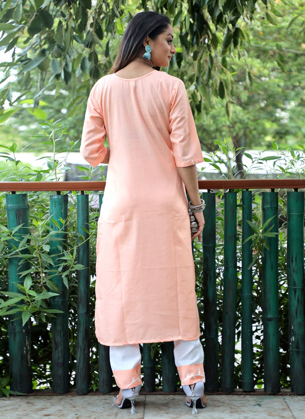 Pant Style Suit Blended Cotton Pink Embroidered Salwar Kameez