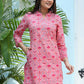 Designer Kurti Cotton Pink Print Kurtis