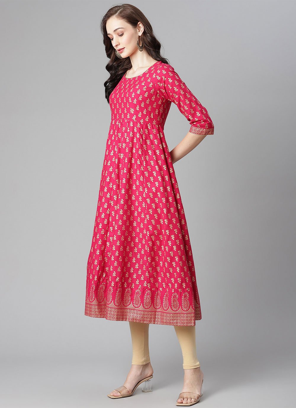 Salwar Suit Cotton Pink Print Salwar Kameez