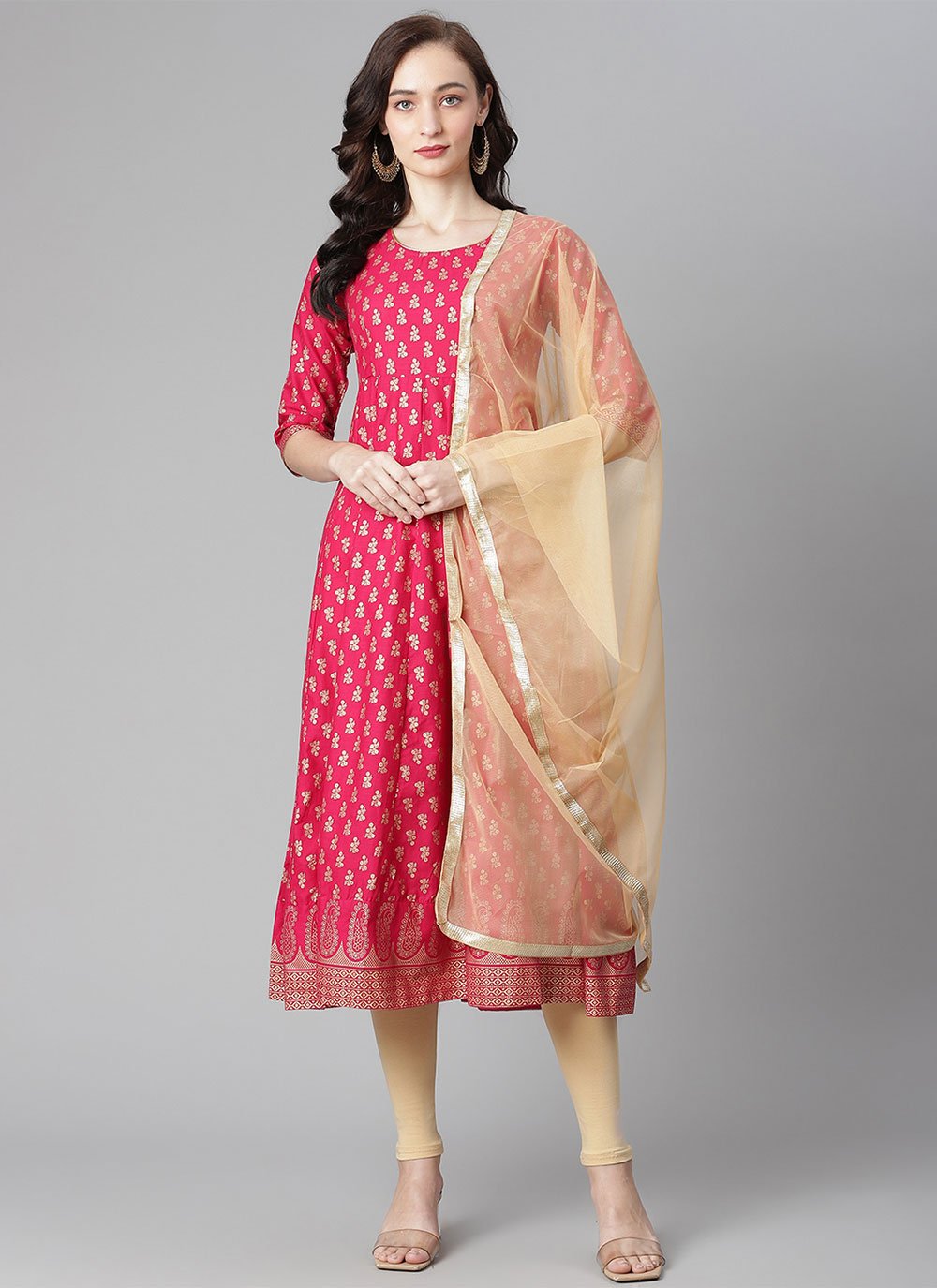 Salwar Suit Cotton Pink Print Salwar Kameez