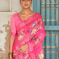 Classic Linen Pink Print Saree
