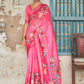 Classic Linen Pink Print Saree
