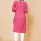 Party Wear Kurti Faux Crepe Pink Print Kurtis