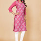 Party Wear Kurti Faux Crepe Pink Print Kurtis