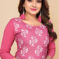 Party Wear Kurti Faux Crepe Pink Print Kurtis