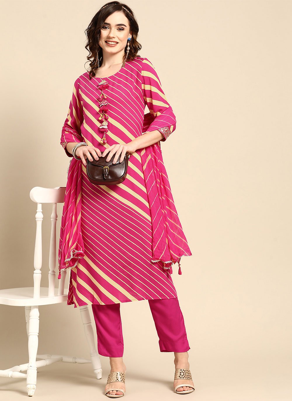 Salwar Suit Rayon Pink Print Salwar Kameez