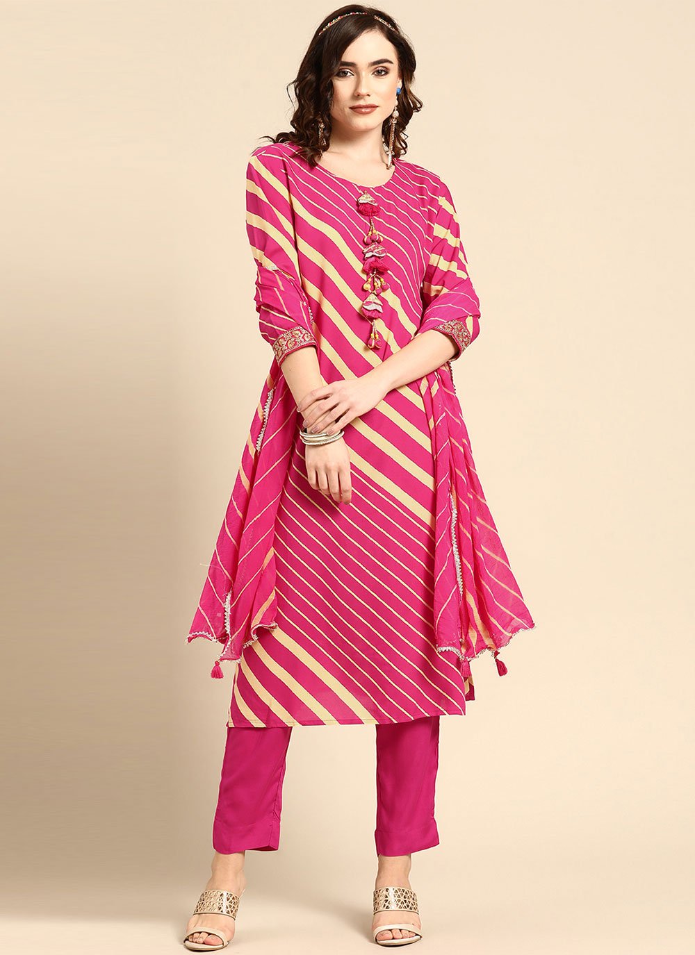 Salwar Suit Rayon Pink Print Salwar Kameez