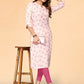 Designer Kurti Rayon Pink Floral Patch Kurtis