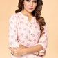 Designer Kurti Rayon Pink Floral Patch Kurtis