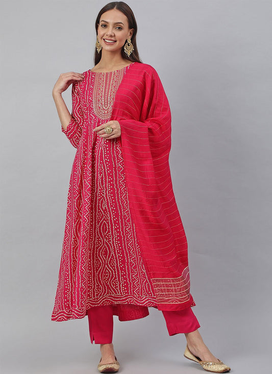Pant Style Suit Rayon Pink Hand Work Salwar Kameez