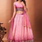 Readymade Lehenga Choli Chinon Pink Foil Print Lehenga Choli