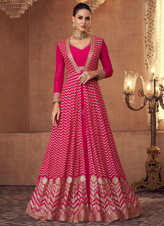 Salwar Suit Georgette Pink Embroidered Salwar Kameez