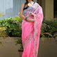 Contemporary Organza Pink Embroidered Saree