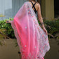 Contemporary Organza Pink Embroidered Saree