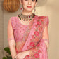 Contemporary Net Pink Embroidered Saree