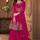 Palazzo Salwar Suit Georgette Pink Embroidered Salwar Kameez