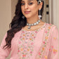 Pant Style Suit Silk Pink Embroidered Salwar Kameez