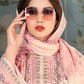 Straight Salwar Suit Muslin Pink Floral Patch Salwar Kameez