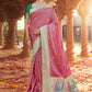 Traditional Saree Satin Silk Pink Weaving Saree