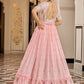 Gown Georgette Pink Embroidered Gown