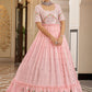 Gown Georgette Pink Embroidered Gown