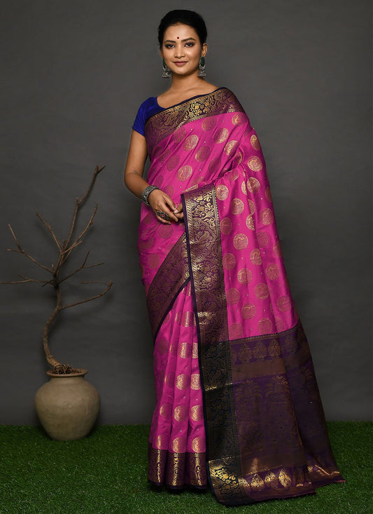 Classic Kanjivaram Silk Pink Hand Work Saree