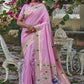 Classic Banarasi Silk Pink Woven Saree