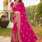 Classic Satin Pink Embroidered Saree