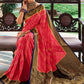 Contemporary Satin Silk Pink Patch Border Saree