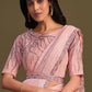Contemporary Crepe Silk Georgette Pink Embroidered Saree
