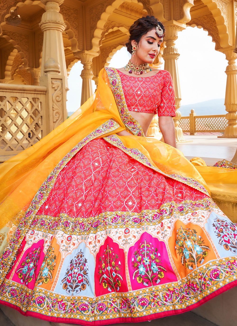 Lehenga Choli Silk Pink Gota Work Lehenga Choli