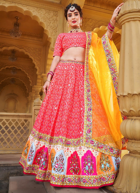 Lehenga Choli Silk Pink Gota Work Lehenga Choli